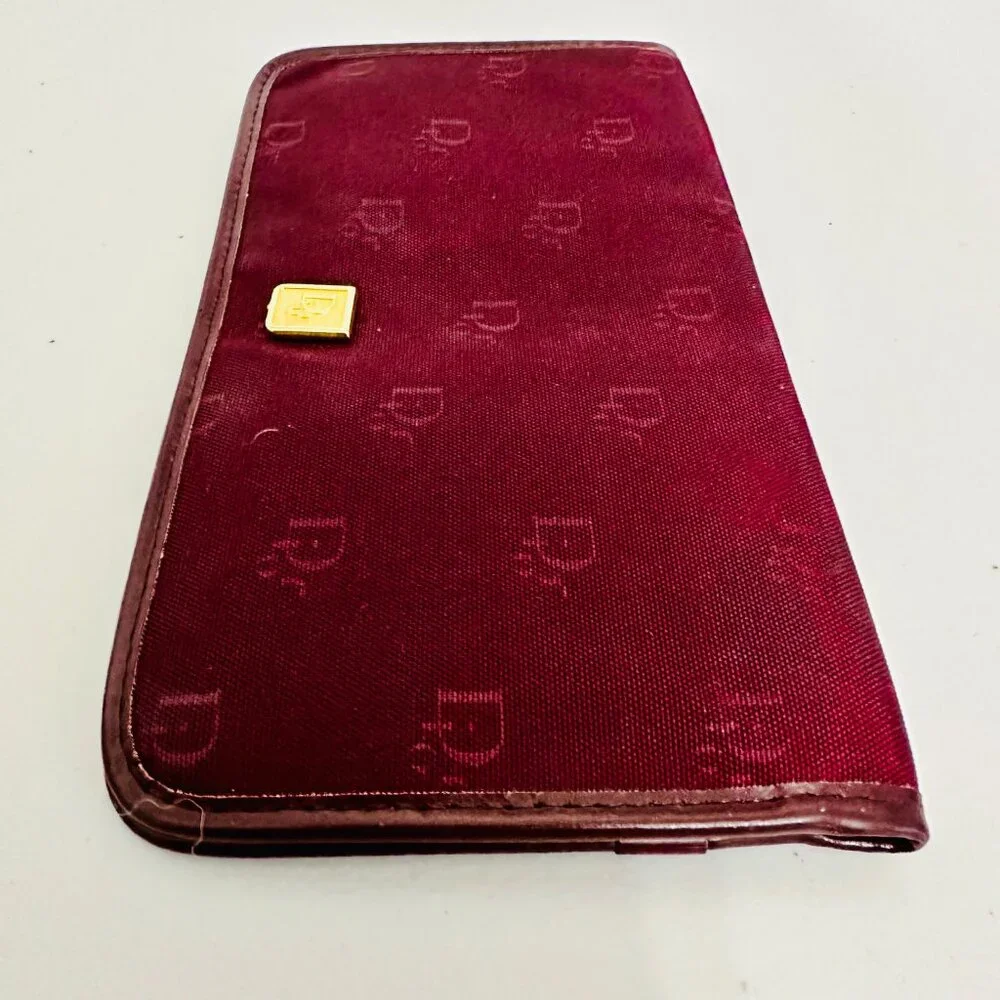 CHRISTIAN DIOR MONOGRAM JACQUARD AND LEATHER BIFOLD CHECKBOOK TRAVEL WALLET